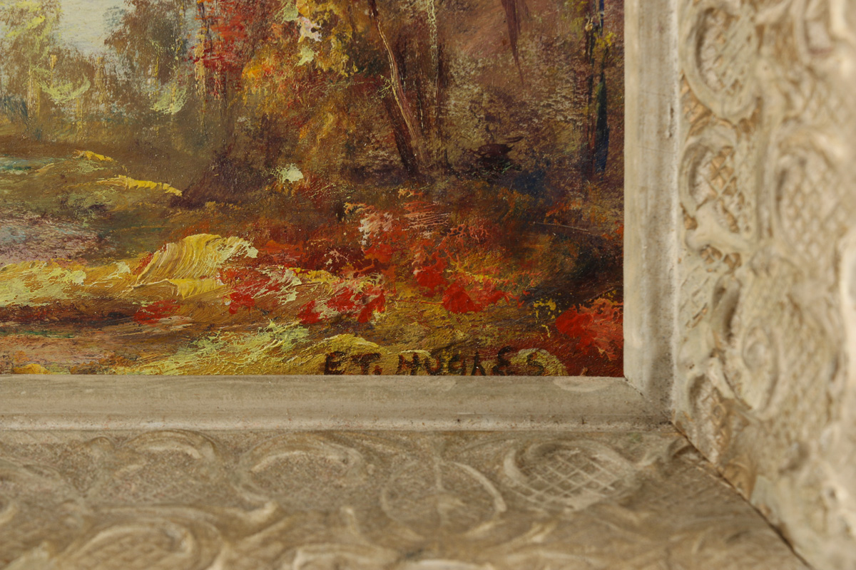 Pair of Signed E.T. Hughes Landscape Oil Paintings
