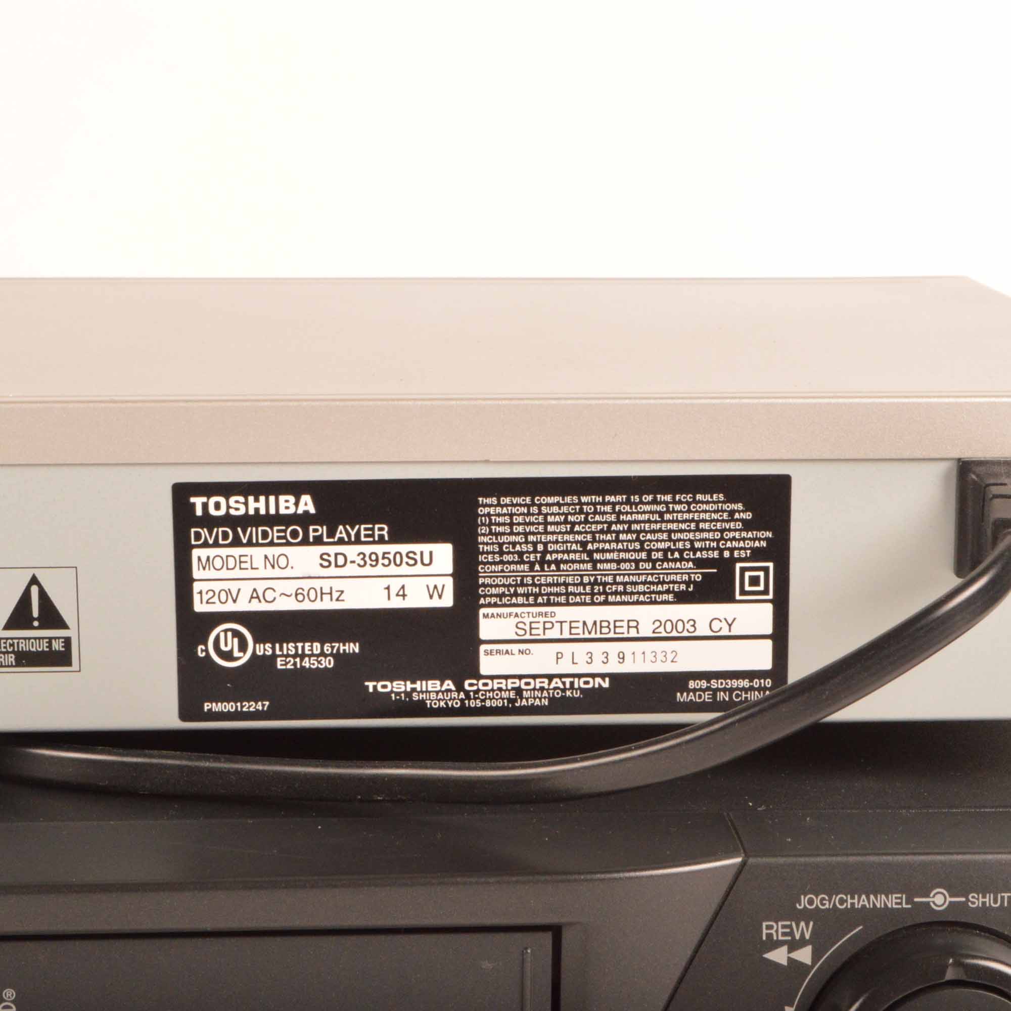 Toshiba  DVD Player and Mitsubishi VCR
