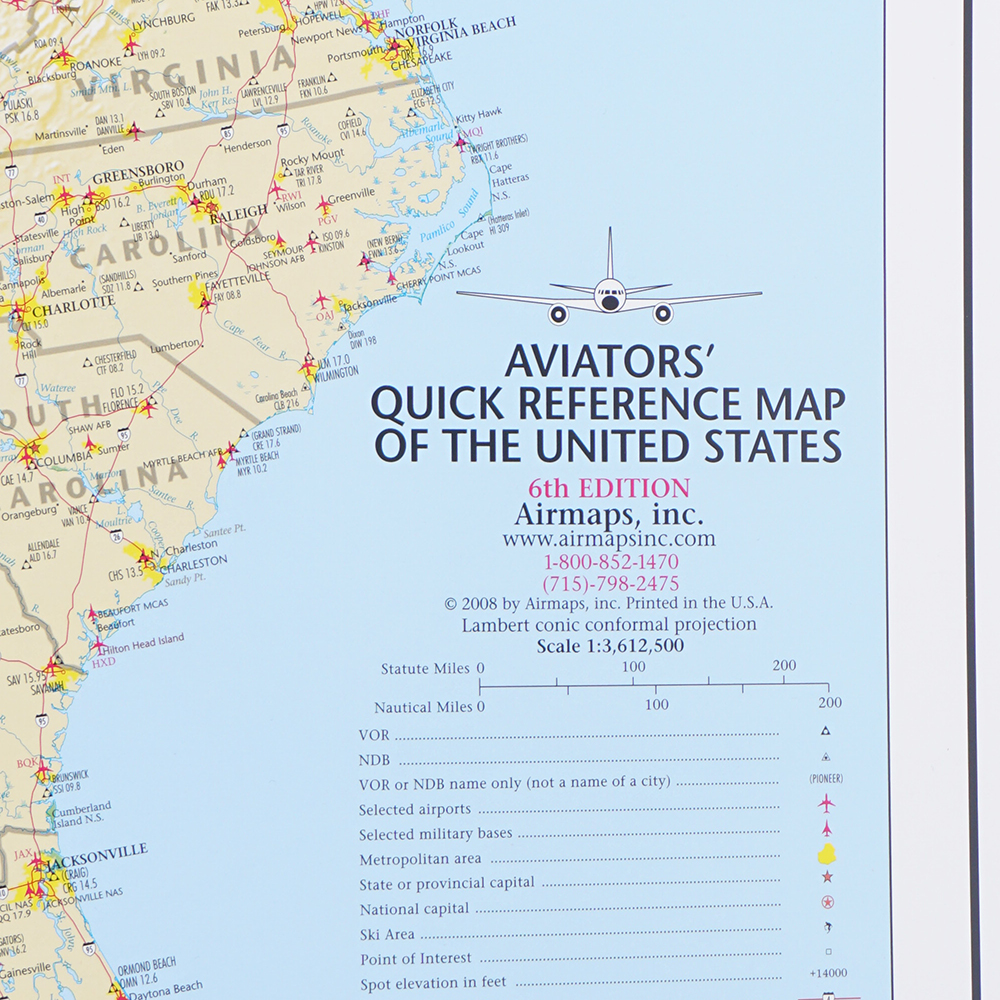 Aviators' Quick Reference Map Of The United States