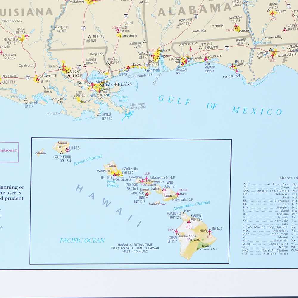 Aviators' Quick Reference Map Of The United States