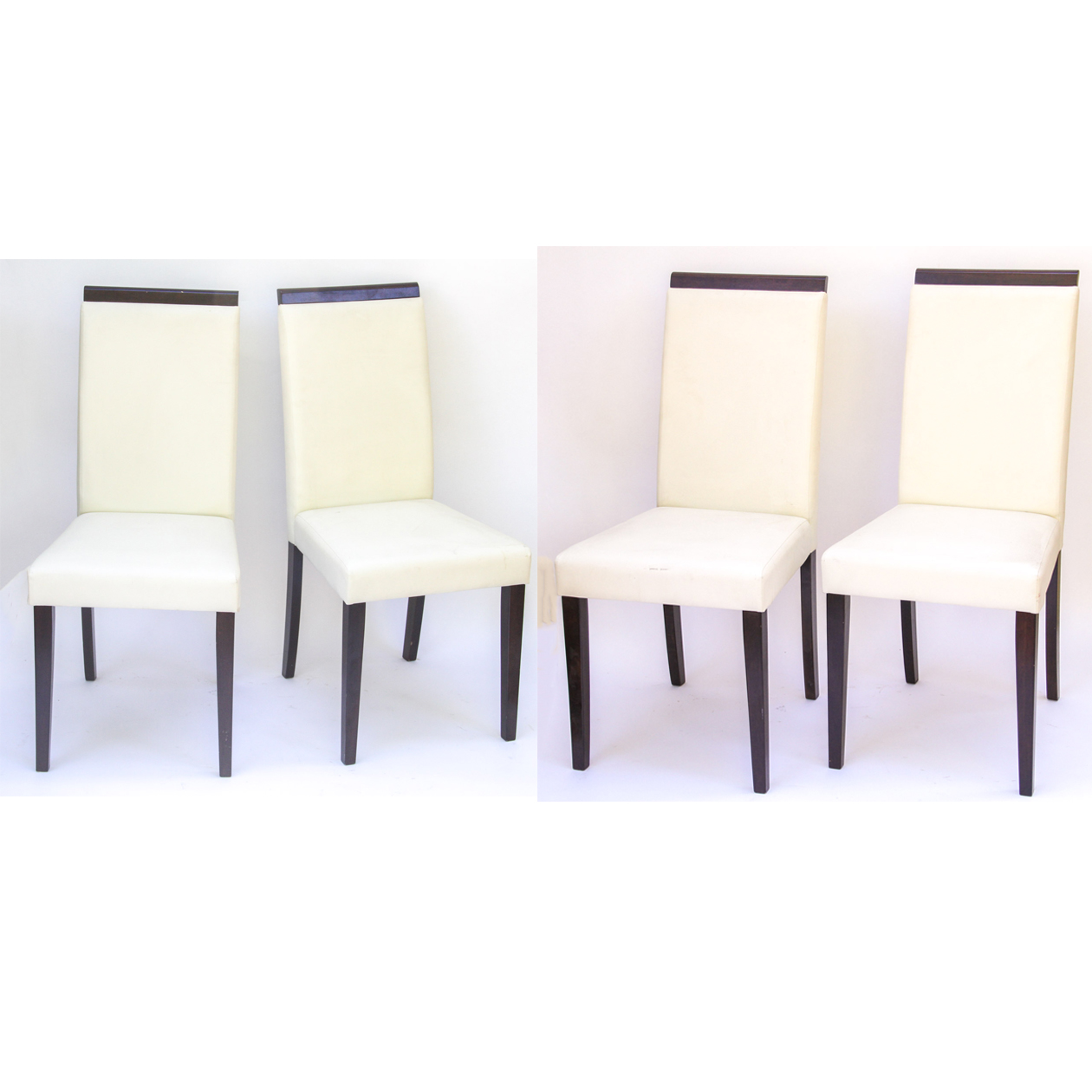 Four Modern White Vinyl Chairs