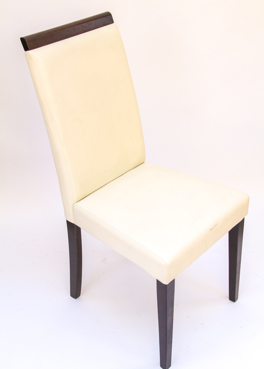 Four Modern White Vinyl Chairs