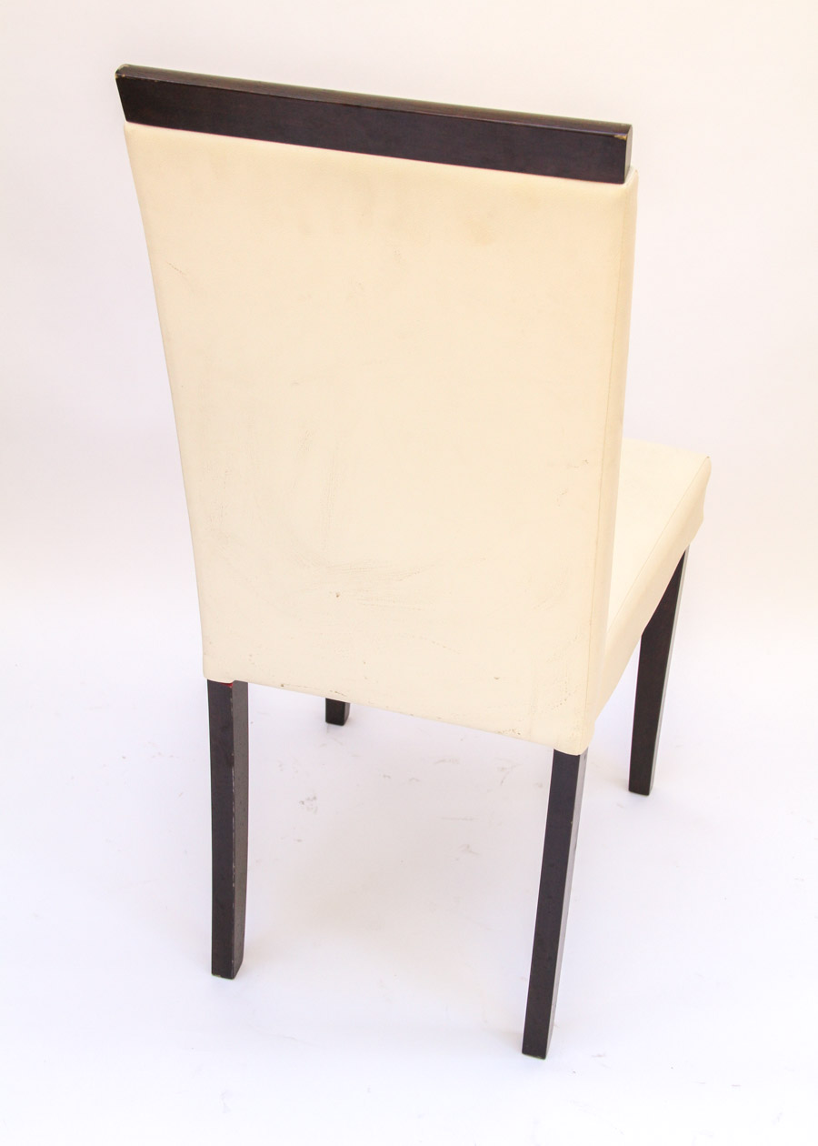 Four Modern White Vinyl Chairs