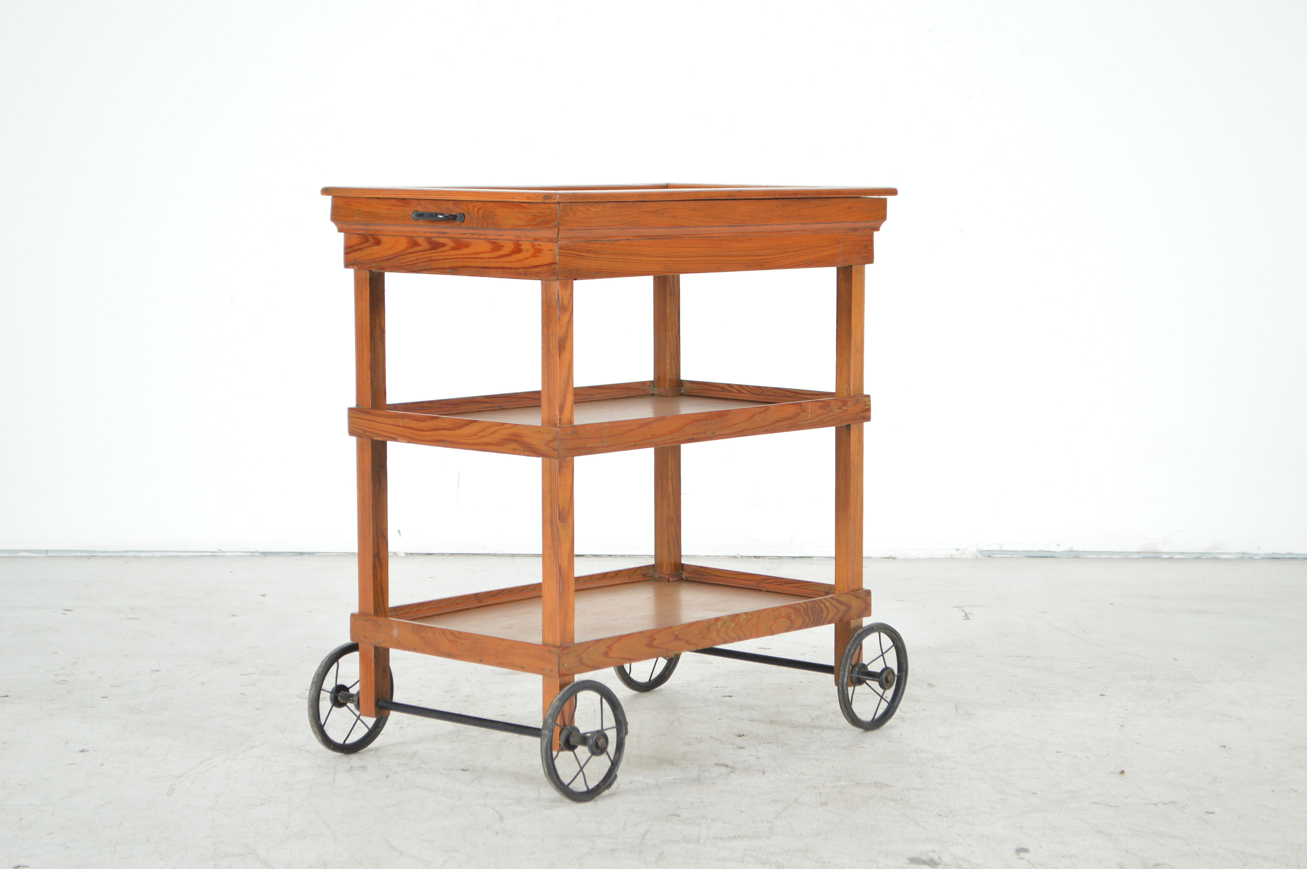 Vintage Handmade Pine Drinks Cart