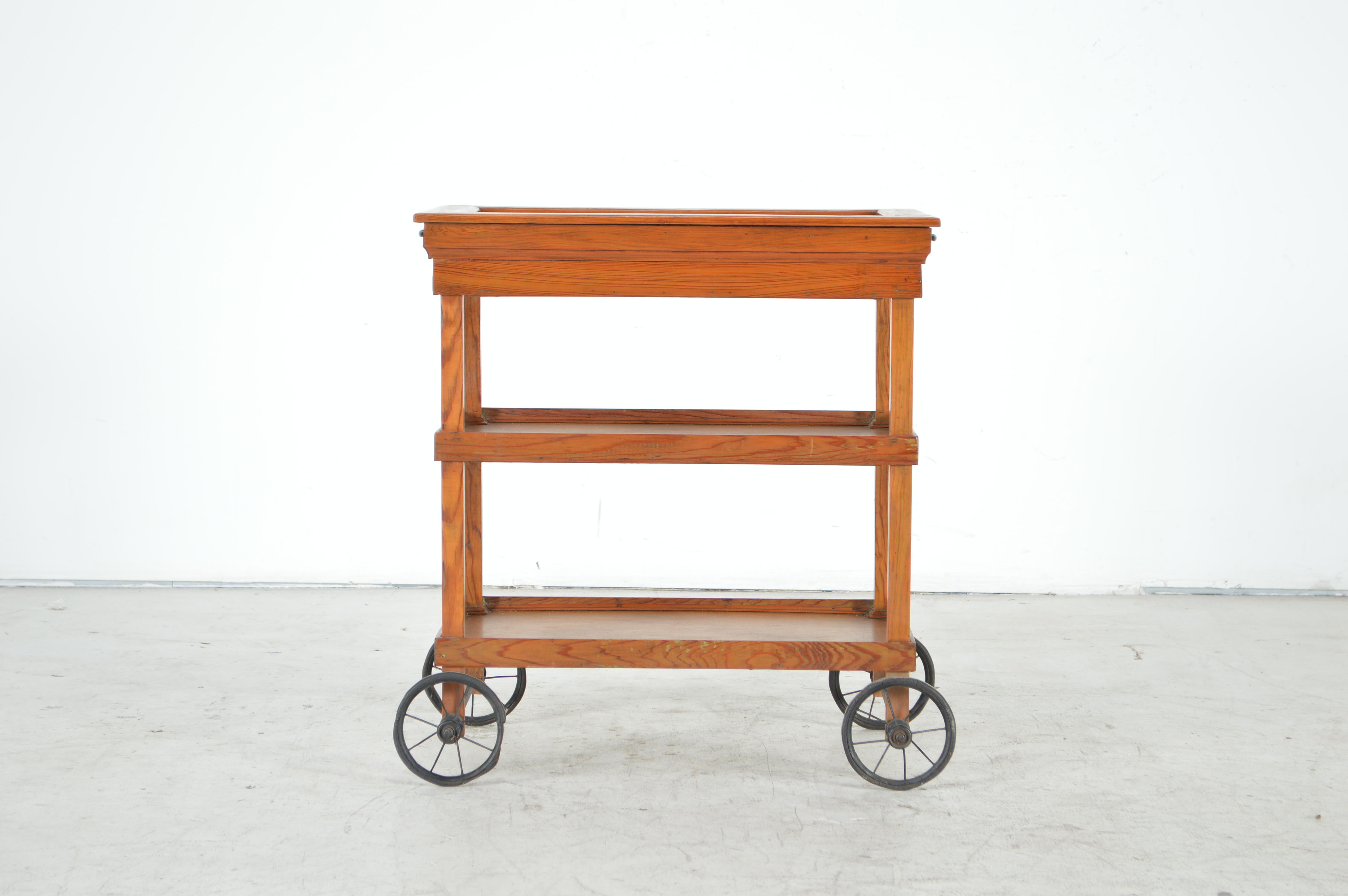 Vintage Handmade Pine Drinks Cart