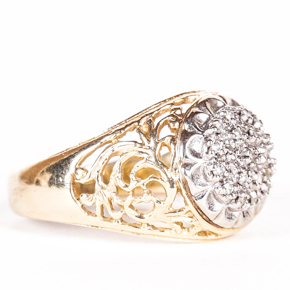 14K Yellow Gold Men's Kentucky Cluster Ring