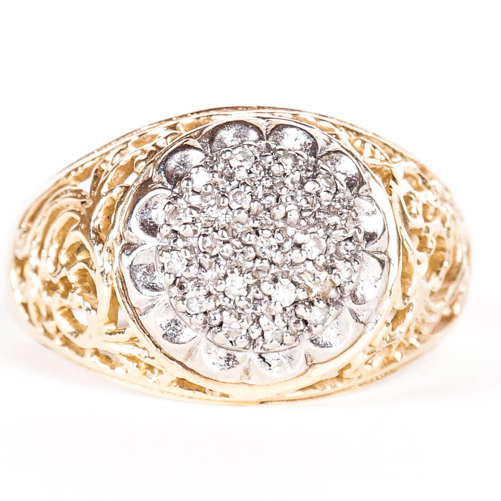 14K Yellow Gold Men's Kentucky Cluster Ring