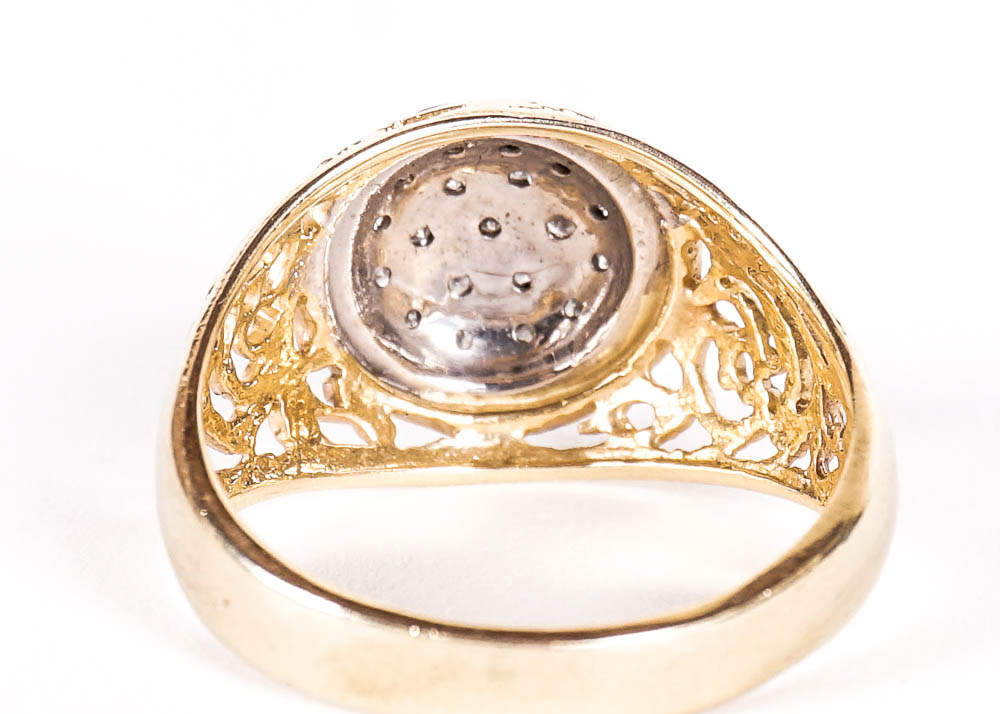 14K Yellow Gold Men's Kentucky Cluster Ring