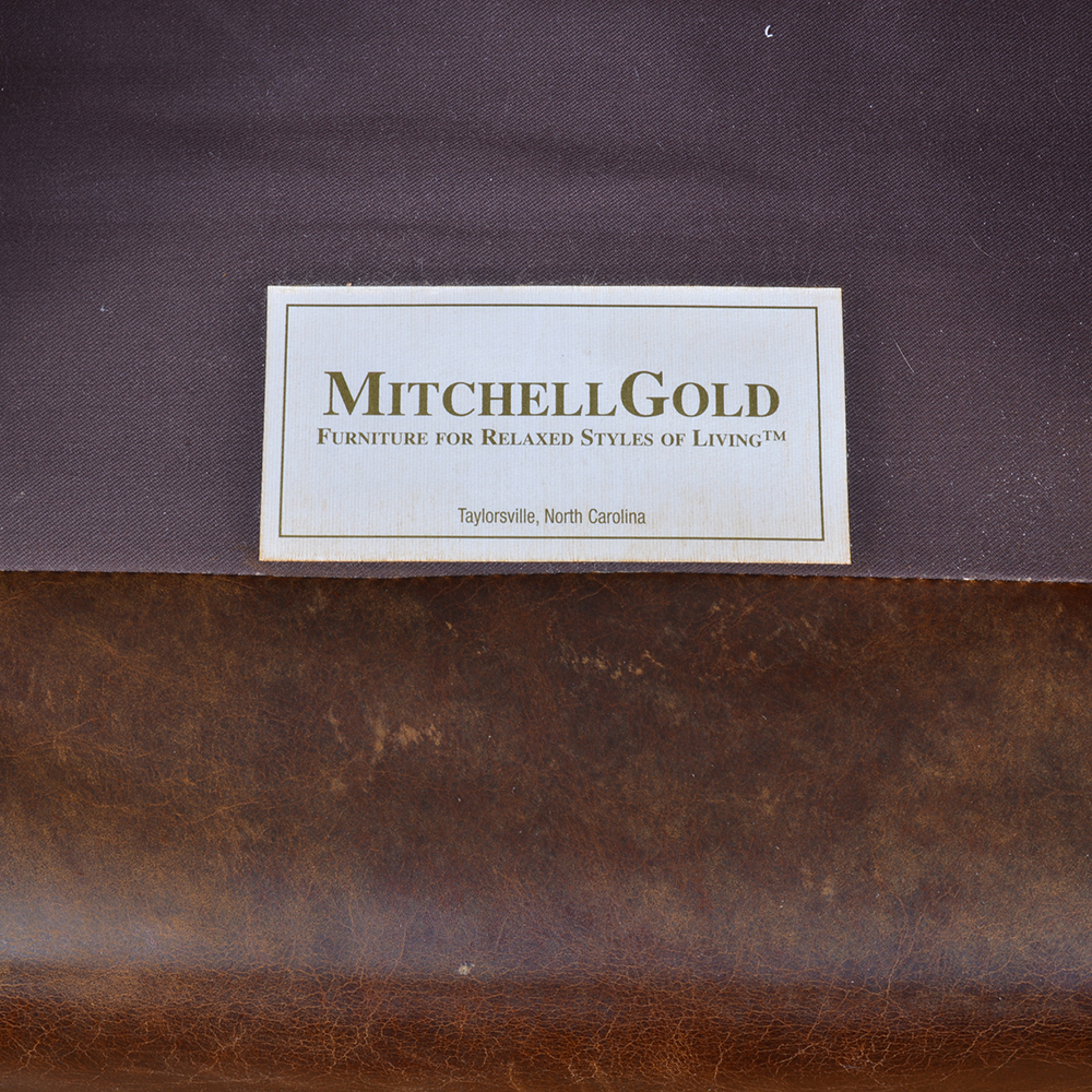 Mitchell Gold Leather Arm Chair and Ottoman