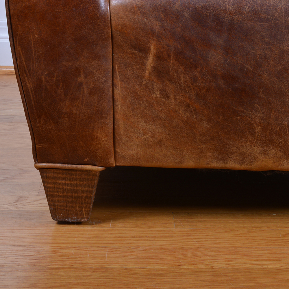 Mitchell Gold Leather Arm Chair and Ottoman