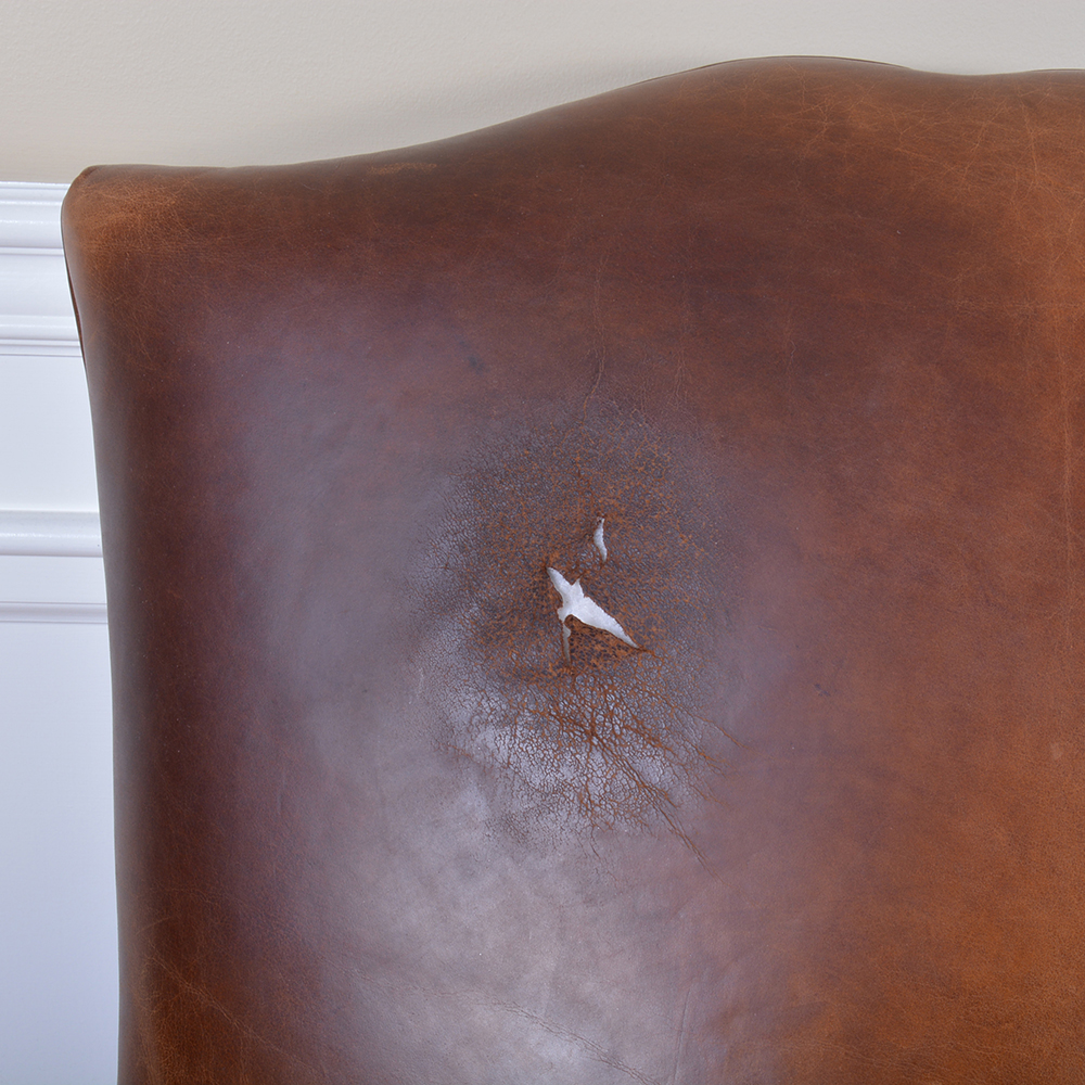 Mitchell Gold Leather Arm Chair and Ottoman