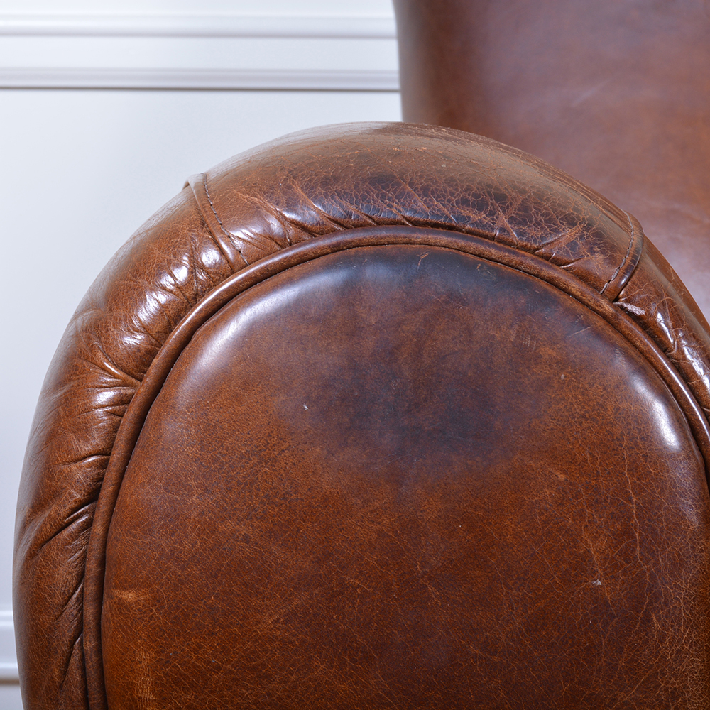 Mitchell Gold Leather Arm Chair and Ottoman