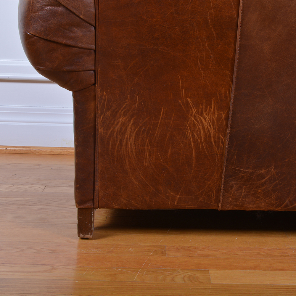 Mitchell Gold Leather Arm Chair and Ottoman