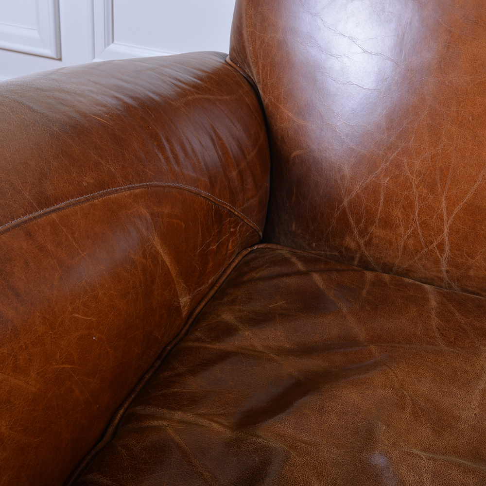 Mitchell Gold Leather Arm Chair and Ottoman