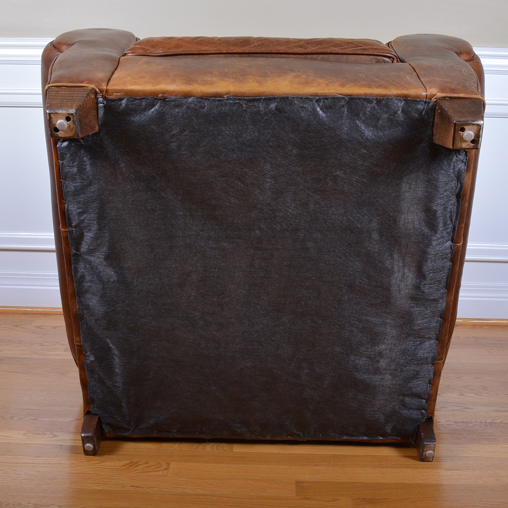 Mitchell Gold Leather Arm Chair and Ottoman