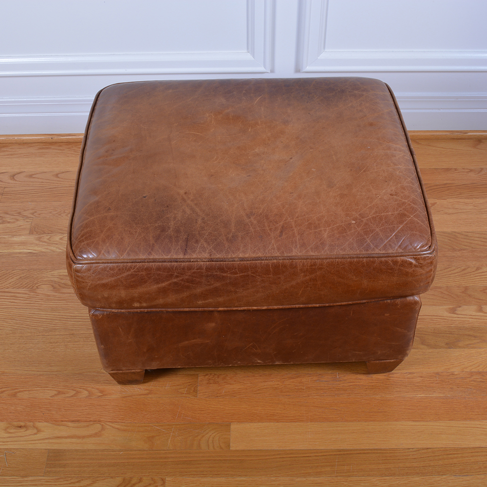 Mitchell Gold Leather Arm Chair and Ottoman