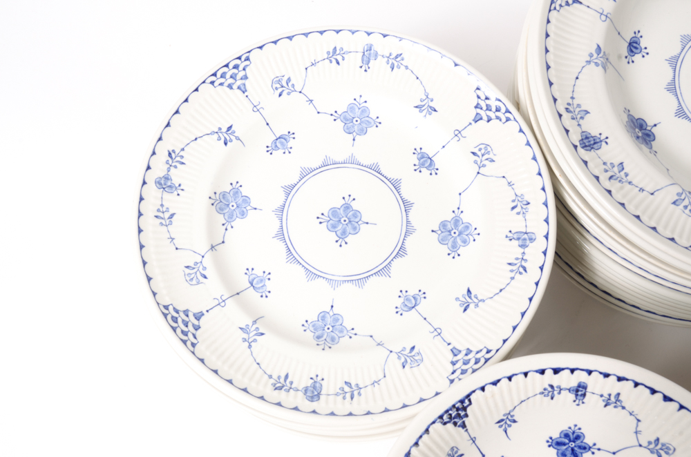 Collection of Blue Denmark Plates by Johnson Brothers