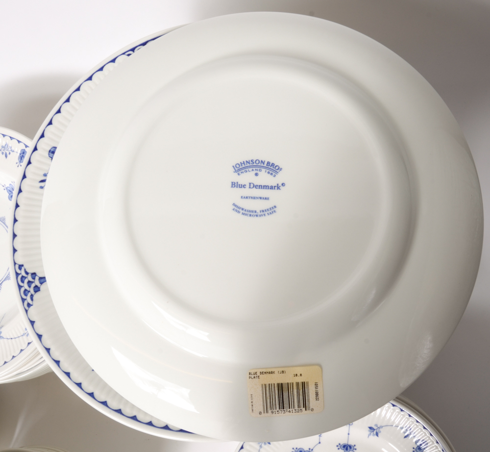 Collection of Blue Denmark Plates by Johnson Brothers