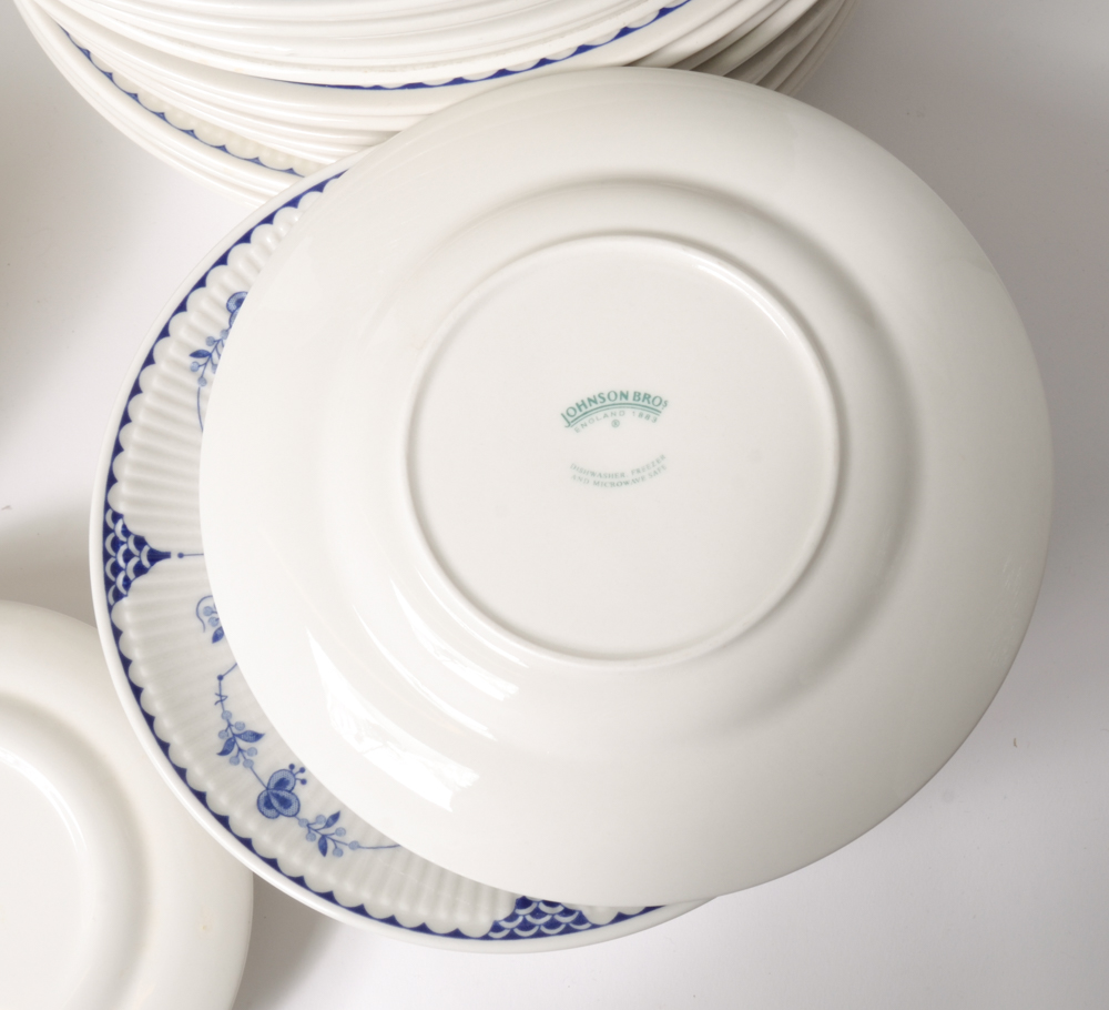 Collection of Blue Denmark Plates by Johnson Brothers