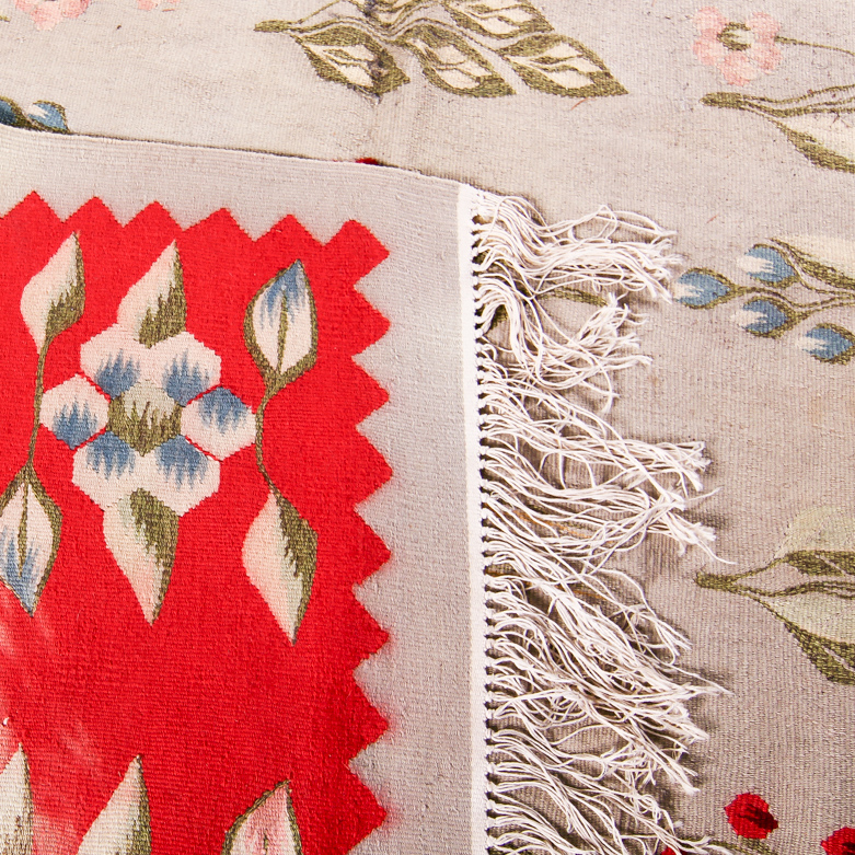 Signed, Handwoven Flat Weave Romanian Area Rug