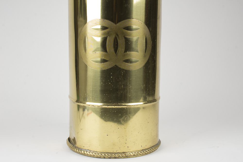 Vintage Mirror with Sconces and Brass Unbrella Stand