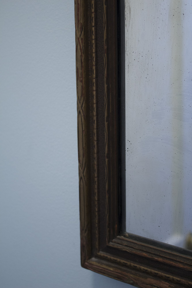 Vintage Mirror with Sconces and Brass Unbrella Stand