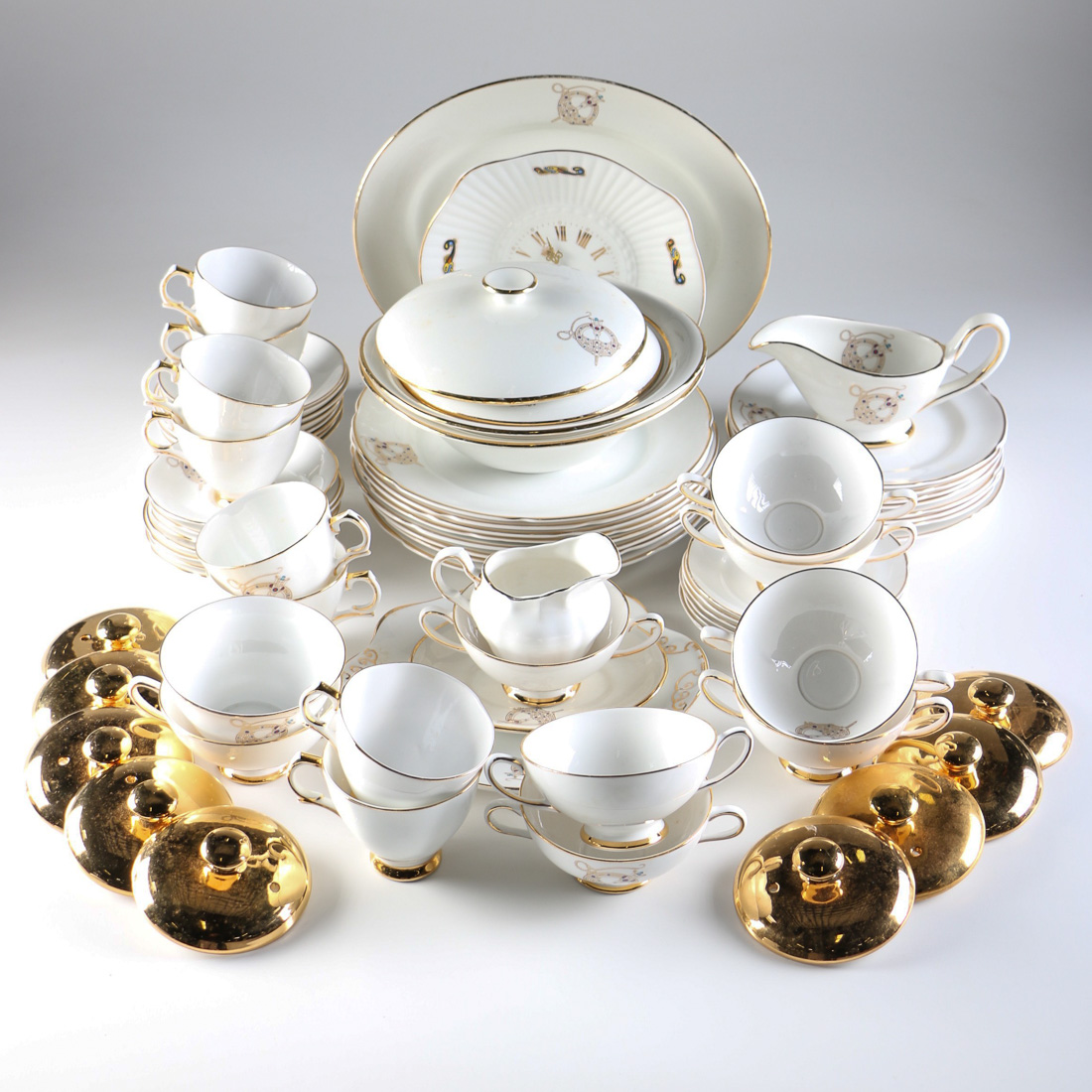 "Tara Brooch" Royal Tara Fine Bone China Dinner Set and Wall Clock