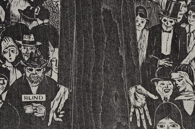 Benjamin Miller Signed Expressionist Woodcut "The City"