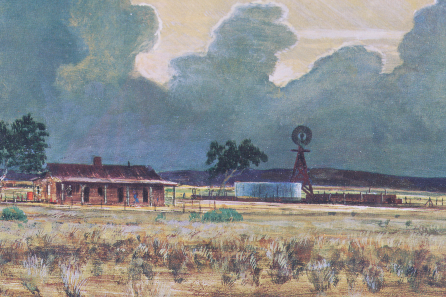 Offset Lithograph Print, "The Red Pickup"