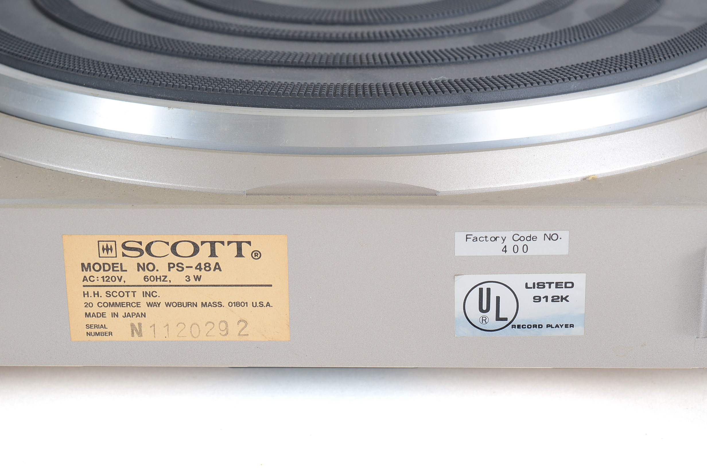 Scott Model PS-48A Turntable