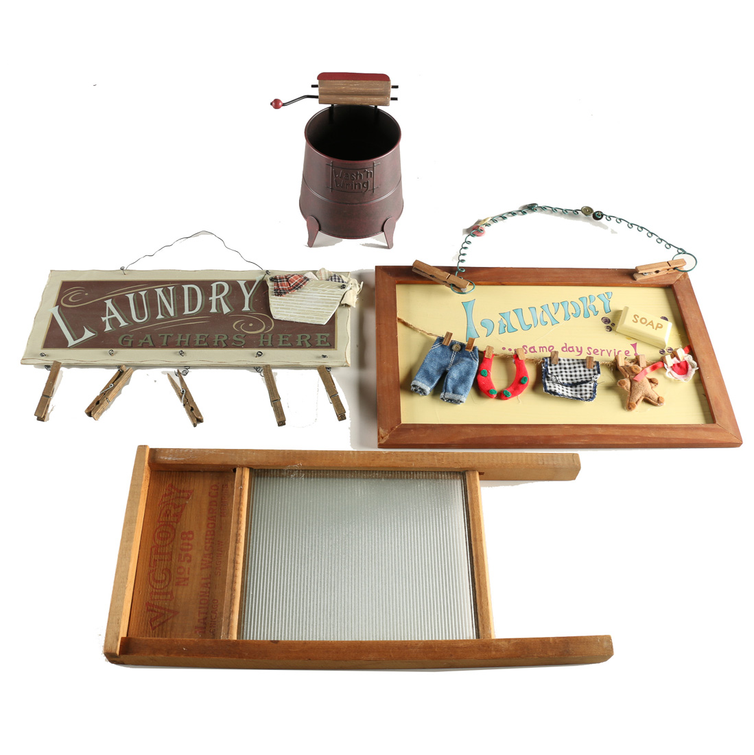 Group of Decorative Laundry Themed Accessories