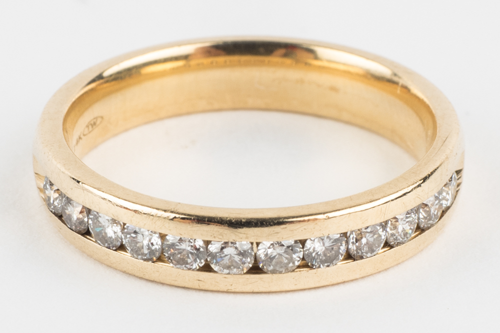 14K Yellow Gold Diamond Channel Band