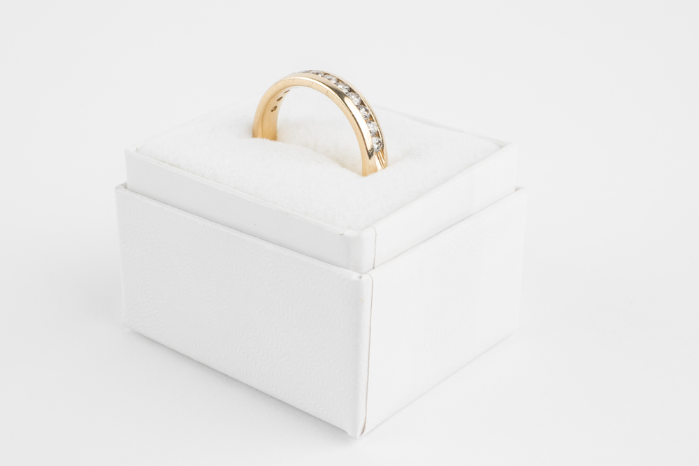 14K Yellow Gold Diamond Channel Band