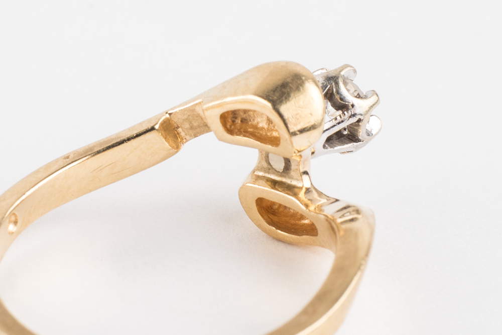 14K Yellow Gold Diamond Bypass Engagement Ring and Jacket Set