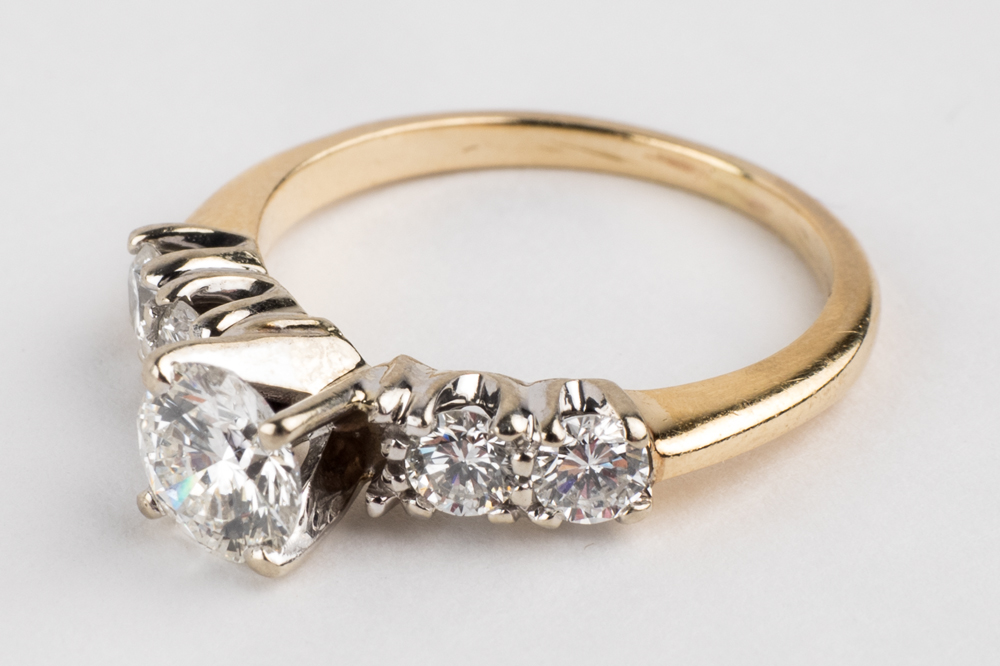 14K Yellow and White Gold Diamond Engagment Ring