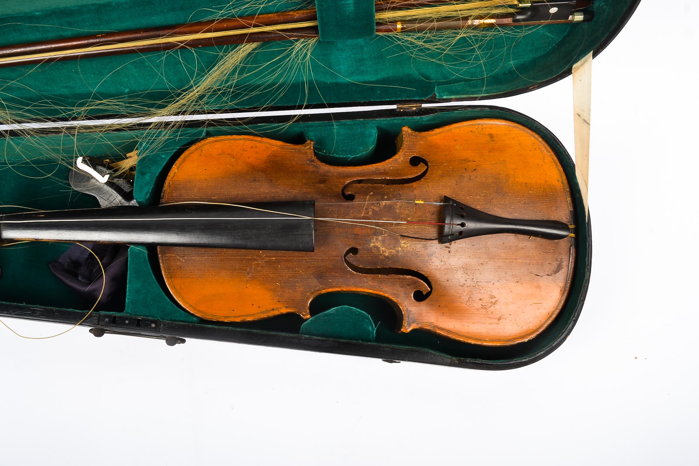 Late 19th Century Violin with Bow and Wooden Case