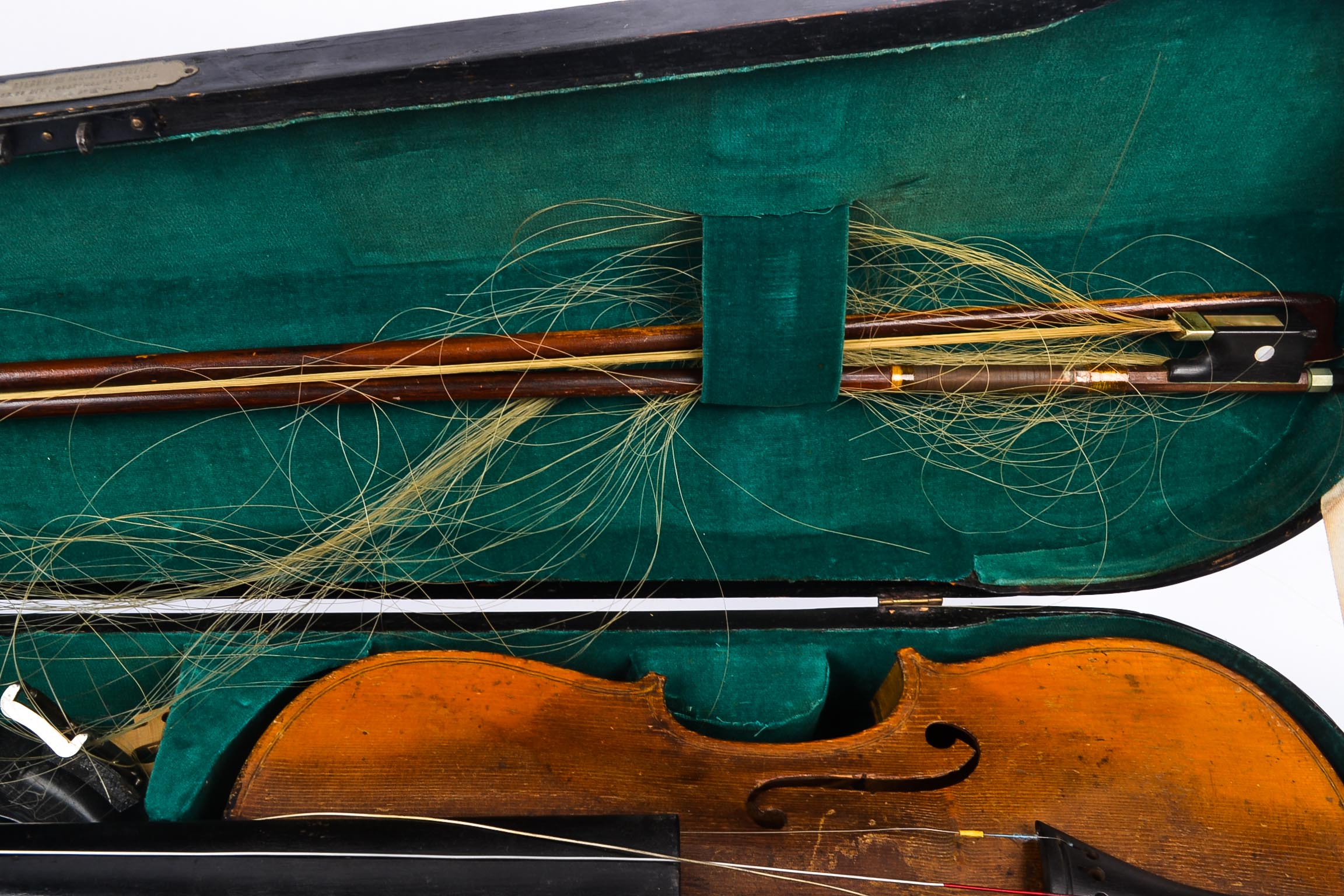 Late 19th Century Violin with Bow and Wooden Case