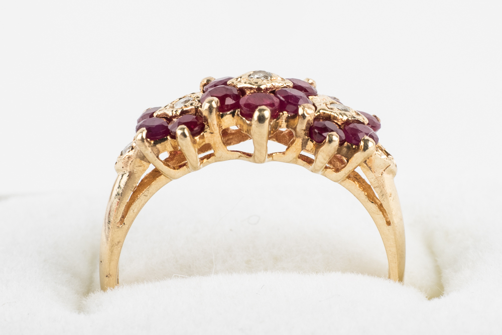 10K Yellow Gold Diamond Ruby Band