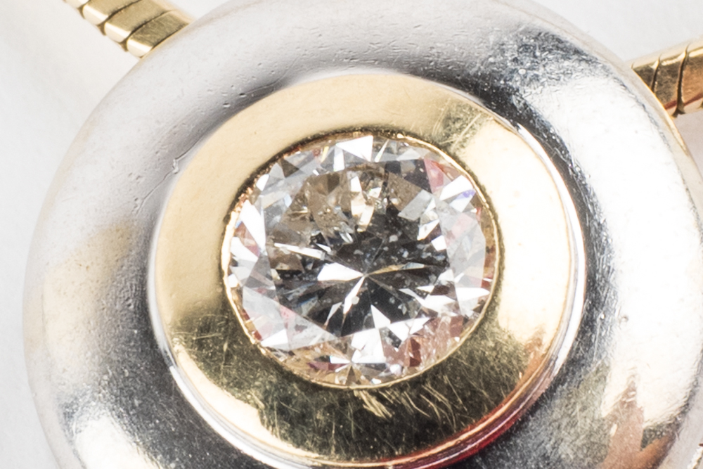 14K Two-Tone Gold Diamond Solitaire Slide Pendant Necklace