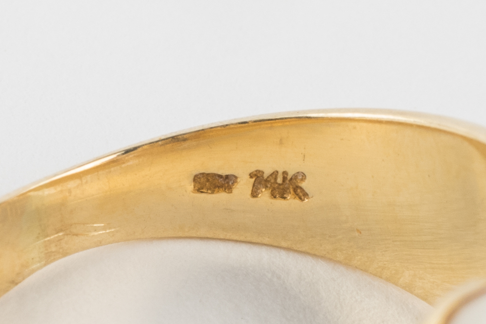 14K Yellow and White Gold Pearl Diamond Ring