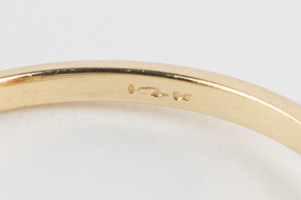 14K Yellow Gold Diamond Coral Ring