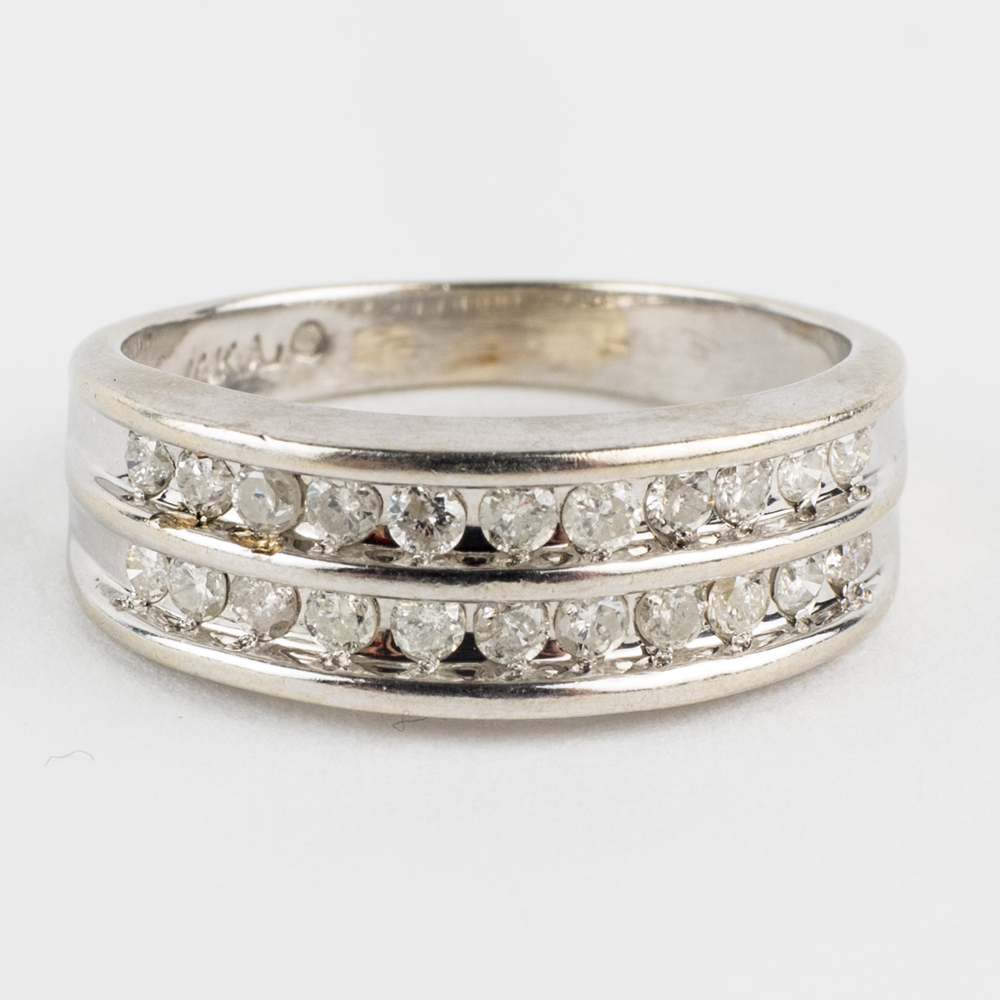14K White Gold Diamond Band