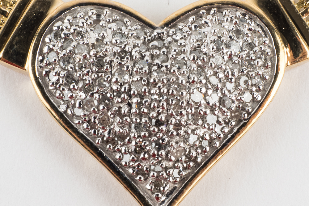 10K Two-Tone Gold Pavé Diamond Heart Necklace