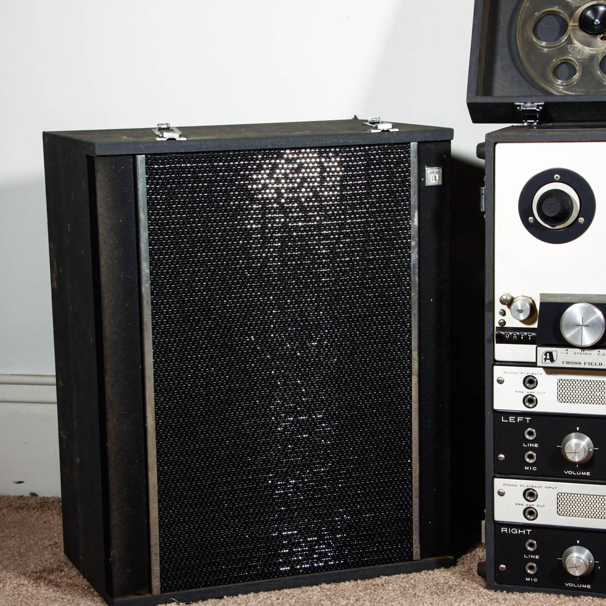 Vintage Akai M-8 Reel-to-Reel Cross Field Tape Recorder with Speakers