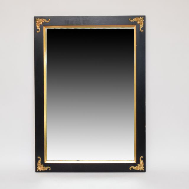 Vintage Turner Mfg. Co., Chicago, Black and Gilt Painted Wood and Metal Wall Mirror