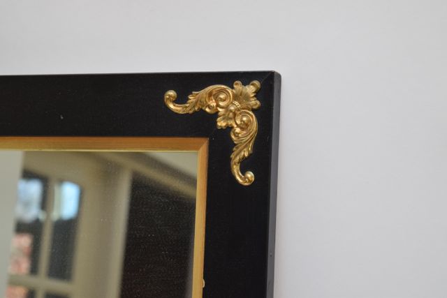 Vintage Turner Mfg. Co., Chicago, Black and Gilt Painted Wood and Metal Wall Mirror