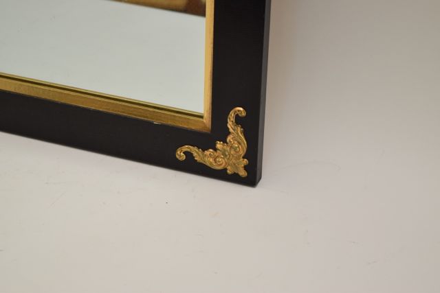 Vintage Turner Mfg. Co., Chicago, Black and Gilt Painted Wood and Metal Wall Mirror