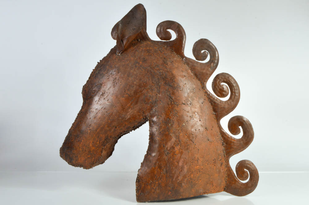 Metal Horse Head Sculpture