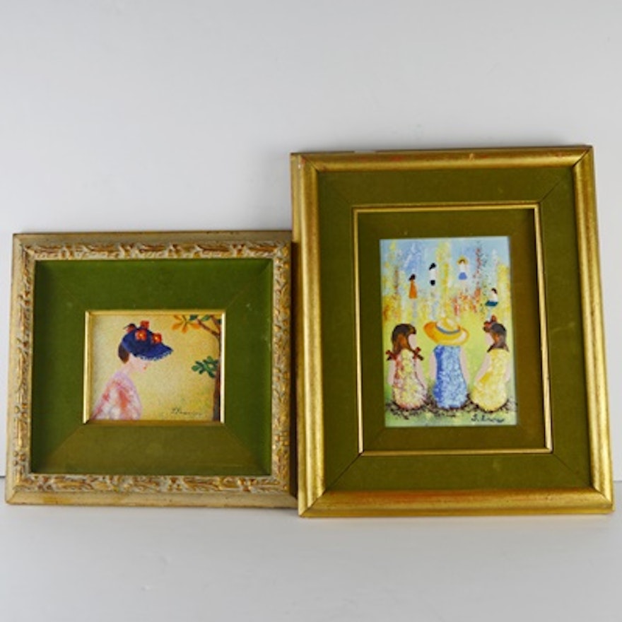 Two Enamel on Copper Paintings by artists S. Crow and J. Pascin