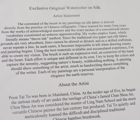 Tai Poon "Rooster" Original Watercolor on Silk and Carved Rooster